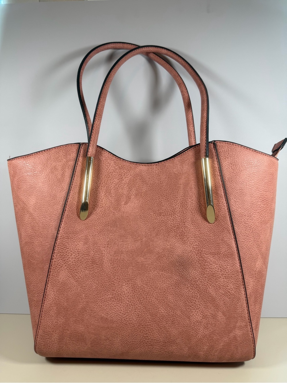 Classic Structured Tote in Dusty Rose with Gold Hardware
